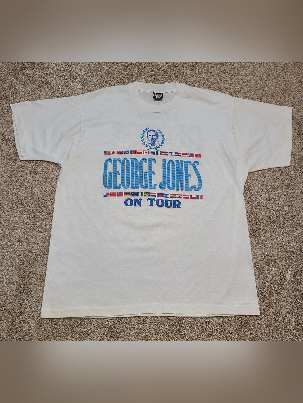 Vintage George Jones On Tour T-Shirt XXL Single Stitch Country Music Concert Tee